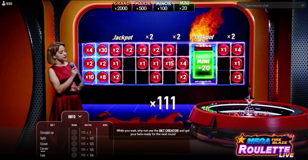 Mega Fire Blaze Roulette Bonus Game