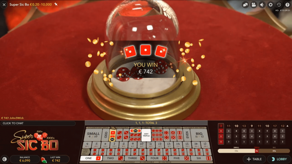 Super Sic Bo Bonus Game