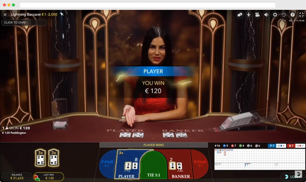 Lightning Baccarat Bonus Game