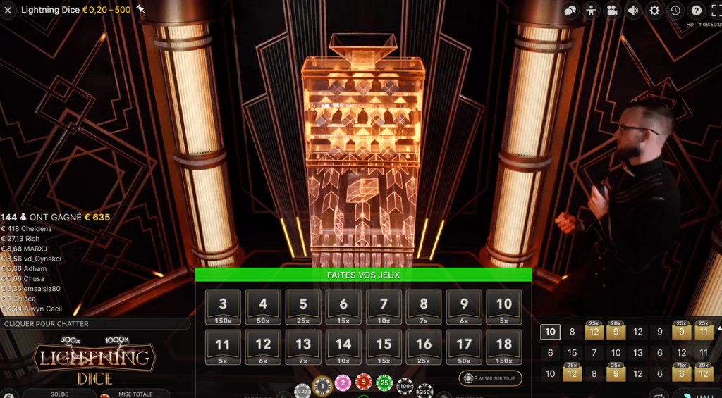 Lightning Dice Modes de rotation